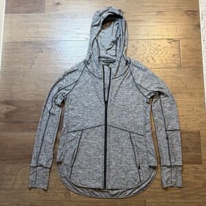 Athleta Gray Heathered Full Zip Hoodie Thumbholes Athletic Jacket Women's Size S